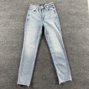 Hollister Jeans Womens‎ 23x27 Light Wash Ultra High-Rise Mom Raw Hem Stretch